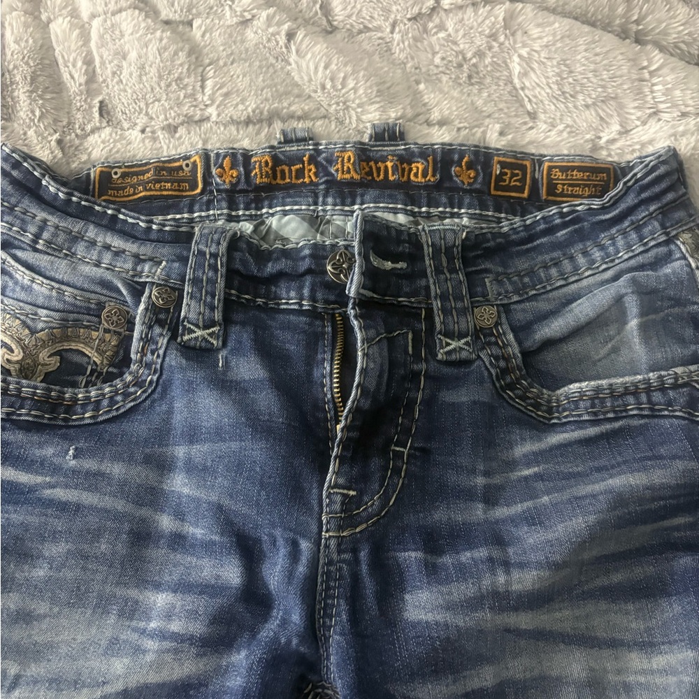 Rock Revival Dark Blue Straight Men's Jeans